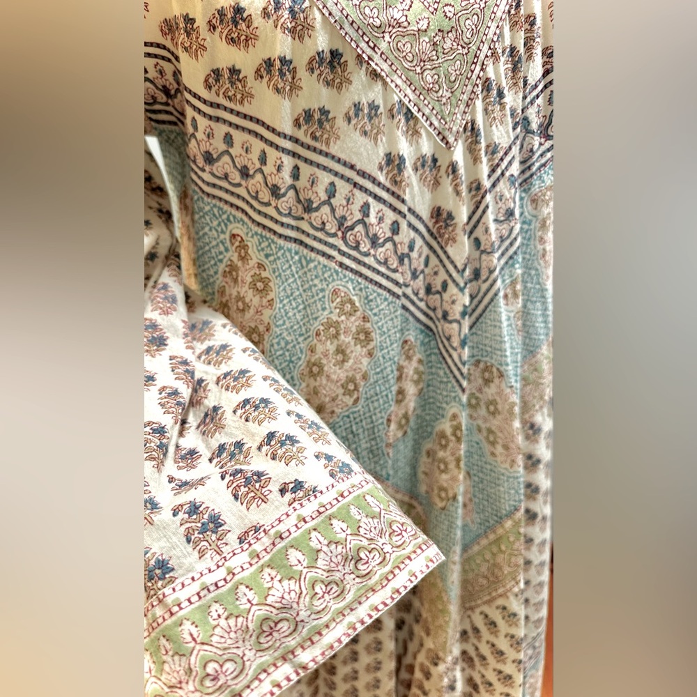 𝗦𝗢𝗟𝗗 SIMRANE Paris ‘Kate Dress’ Elegant Blockprint 100% Cotton Maxi Dress - Picture 10 of 14